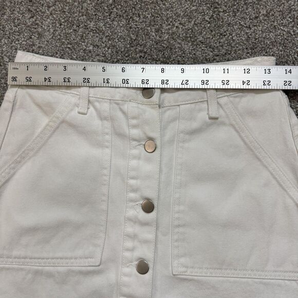 Denim Co Skirt Womens 6 White Denim A-Line Mini Button Front Pockets Raw Hem - Picture 10 of 10